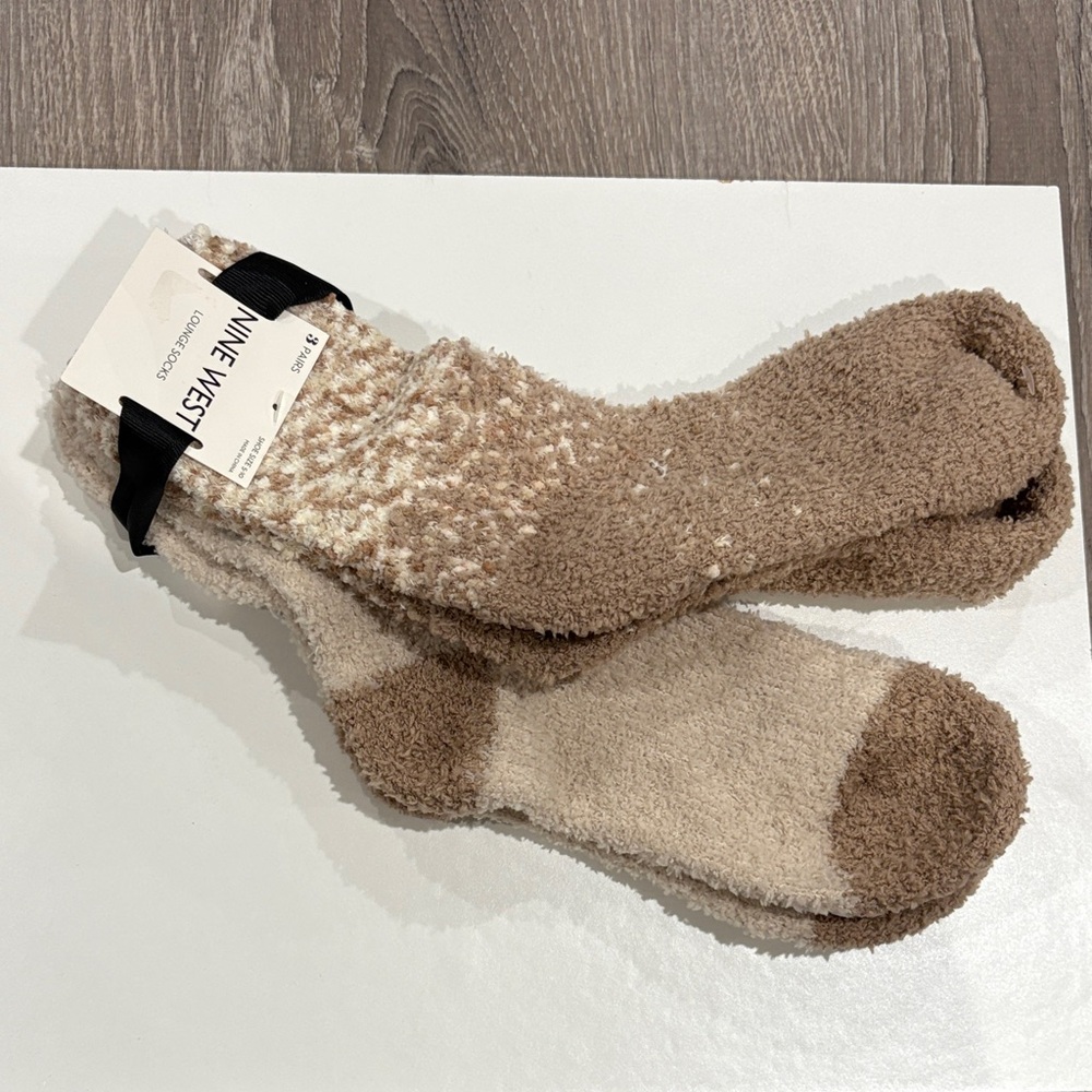 2 pairs Nine West Soft Tan and Cream Socks